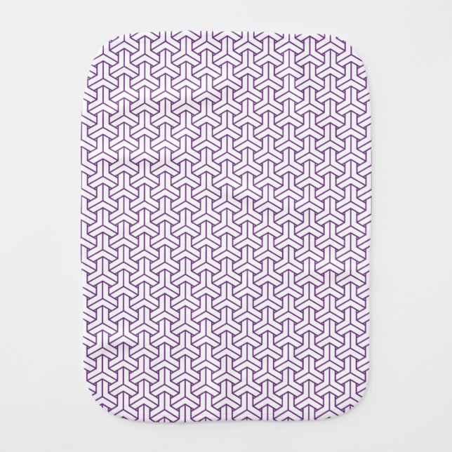 Oriental Purple White Ayame Japan Bishamon Pattern Baby Burp Cloth (Front)