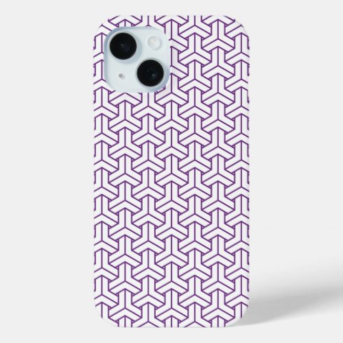 Oriental Purple White Ayame Japan Bishamon Pattern iPhone 15 Case