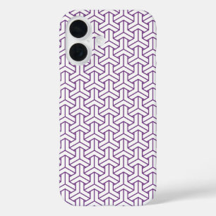 Oriental Purple White Ayame Japan Bishamon Pattern iPhone 16 Case