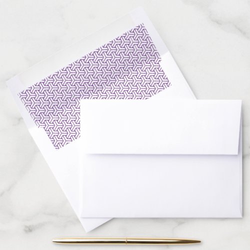 Oriental Purple White Ayame Japan Bishamon Pattern Envelope Liner