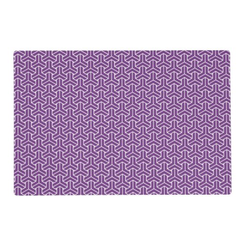 Oriental Purple White Ayame Japan Bishamon Pattern Placemat