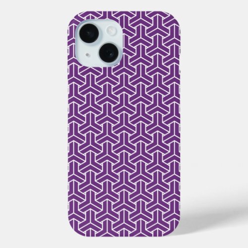 Oriental Purple White Japan Bishamon Pattern iPhone 15 Case