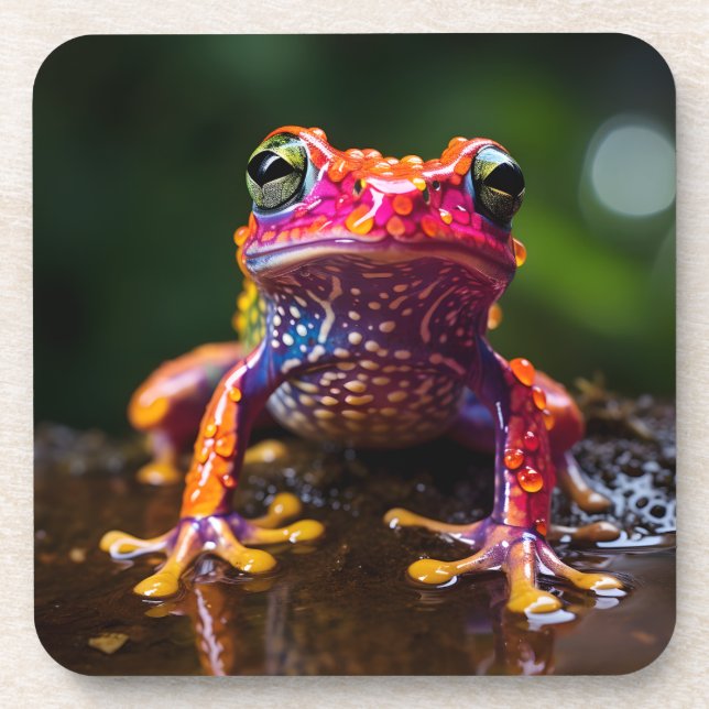 🐸 Oriental rainbow frog Beverage Coaster (Front)