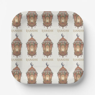 Oriental Ramadan Lantern Illustration Paper Plates