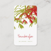 Oriental Red And Green Asian Bamboo Leaves Zen Spa Business Card (Front)