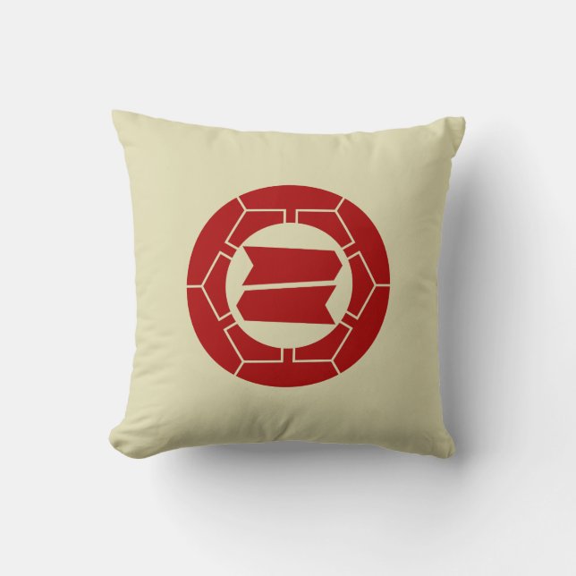 Oriental Red Beige Japan Hattori Kamon Vector Art Throw Pillow (Front)