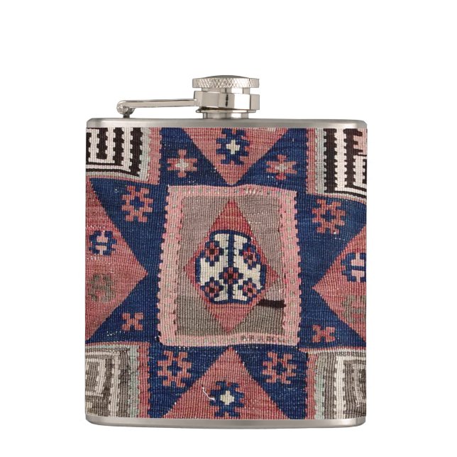 Oriental Red Carpet Rug Killim  Flask (Front)