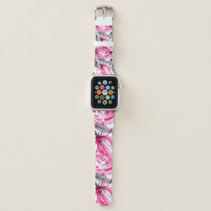 Oriental Red Flower: Watercolor Pattern. Apple Watch Band