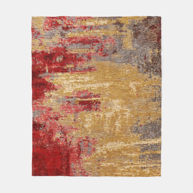 Oriental red-gold carpet texture. fleece blanket (Front)