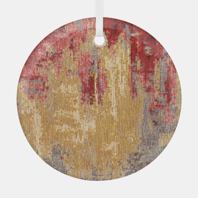 Oriental red-gold carpet texture. glass ornament (Front)