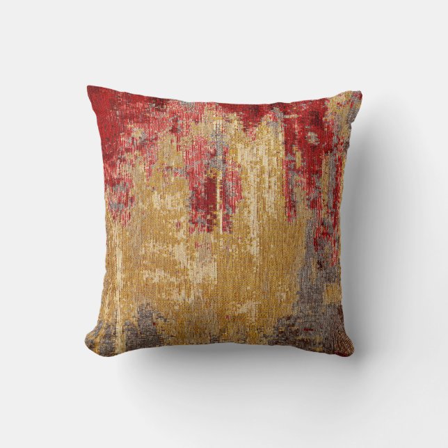 Oriental red-gold carpet texture. throw pillow (Front)
