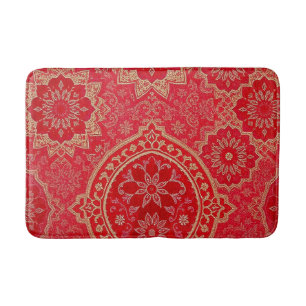 ORIENTAL Red Golden Pattern - Bath Mat Rug