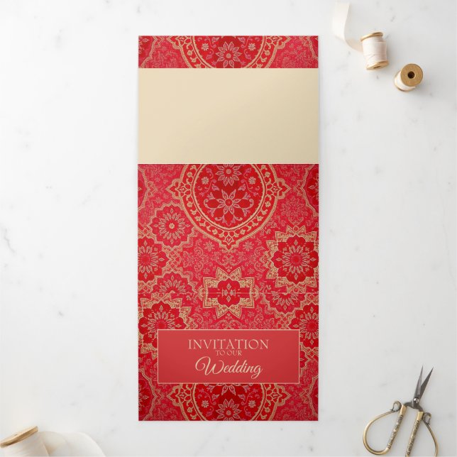 ORIENTAL Red Golden Pattern - Invitation Card (Outside)