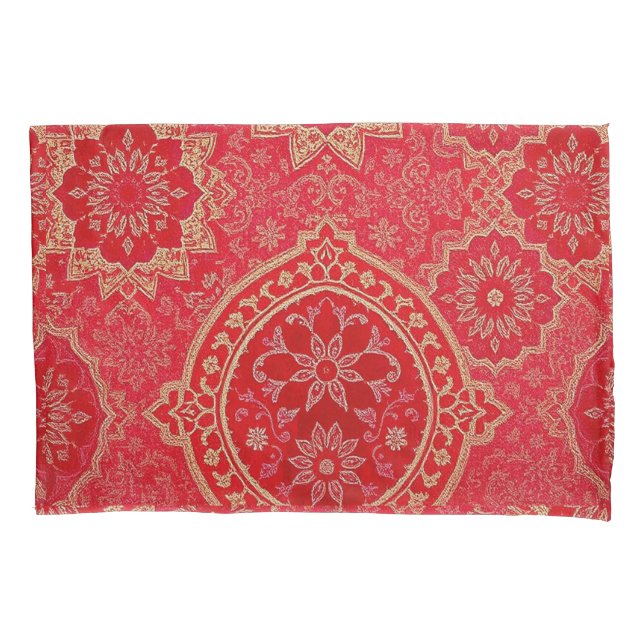 ORIENTAL Red Golden Pattern - Pillowcase (Front)