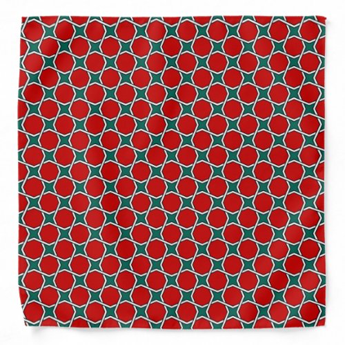 Oriental Red Green Arabic Egypt Geometric Pattern Bandana