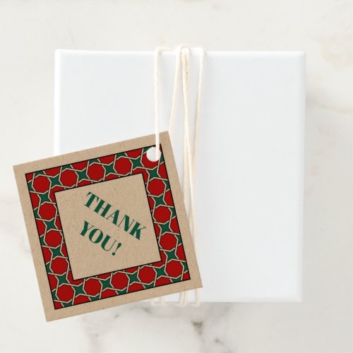 Oriental Red Green Arabic Egypt Geometric Pattern Favor Tags