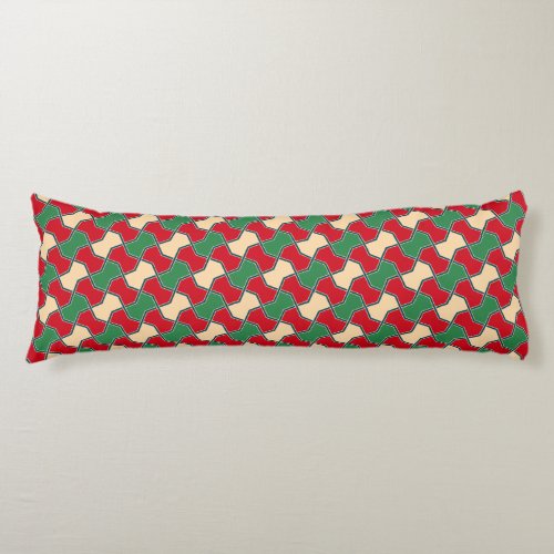 Oriental Red Green Bow Tie Geometric Pattern Body Pillow
