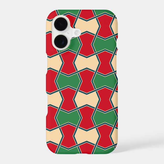 Oriental Red Green Bow Tie Geometric Pattern Iphone Case (Back)