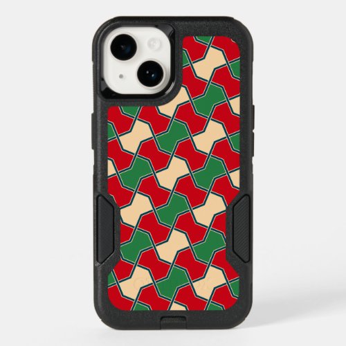 Oriental Red Green Bow Tie Geometric Pattern OtterBox iPhone 14 Case