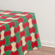Oriental Red Green Bow Tie Geometric Pattern
