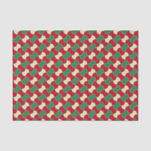 Oriental Red Green Bow Tie Geometric Pattern Tissue Paper