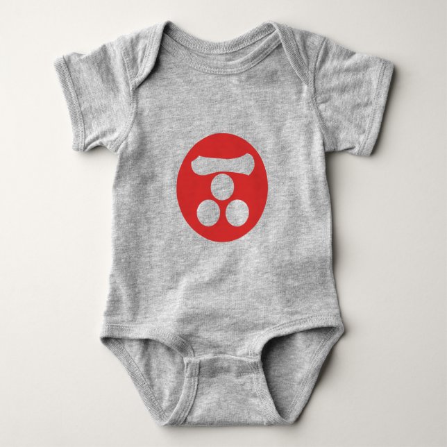 Oriental Red Mori Japan Samurai Mon Art Baby Bodysuit (Front)