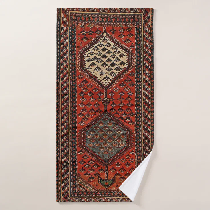 Oriental red runner pattern bath towel Zazzle