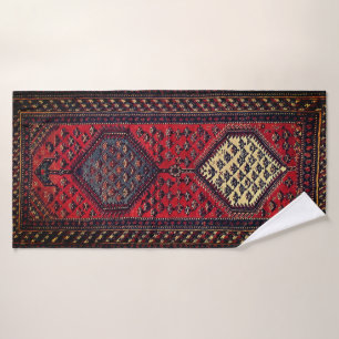 Oriental red runner pattern bath towel set