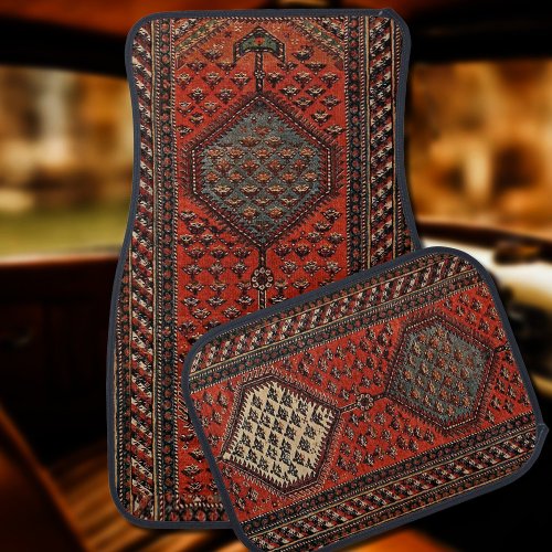 Oriental red runner pattern car mat