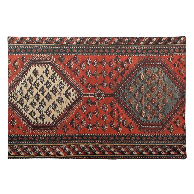 Oriental red runner pattern cloth placemat (Front)