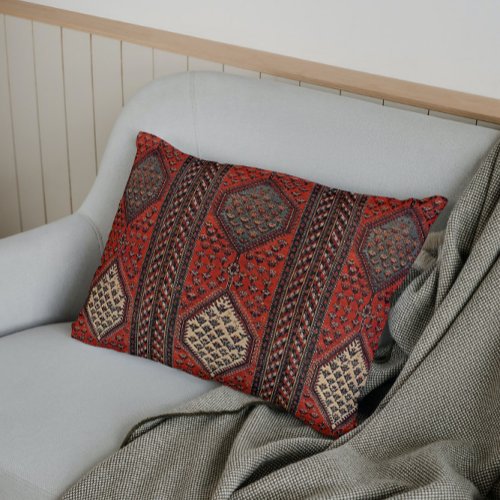 Oriental red runner pattern lumbar pillow