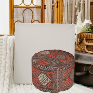 Oriental red runner pattern pouf