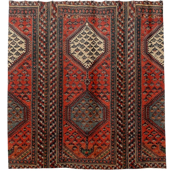 Oriental red runner pattern shower curtain | Zazzle