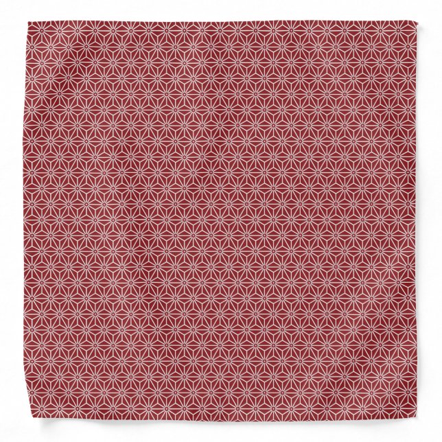 Oriental Red Shinshu Asanoha Japan Pattern Bandana (Front)