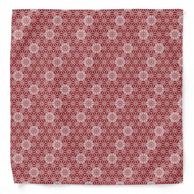 Oriental Red Shinshu Star Asanoha Japan Pattern Bandana (Front)