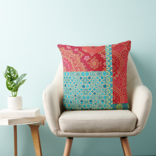 ORIENTAL Red Turquoise Pattern - Pillow