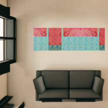 ORIENTAL Red Turquoise Pattern - Rug, Runner