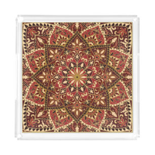 Oriental Red: Vintage Floral Carpet Acrylic Tray