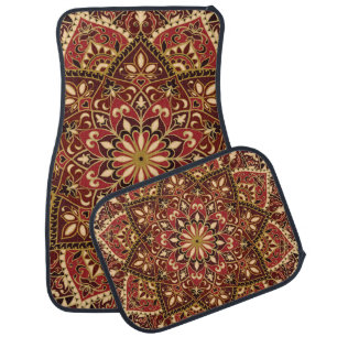 Oriental Red: Vintage Floral Carpet Car Floor Mat