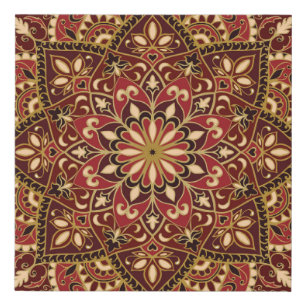 Oriental Red: Vintage Floral Carpet Faux Canvas Print