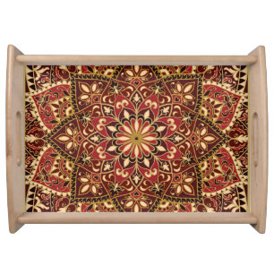 Oriental Red: Vintage Floral Carpet Serving Tray