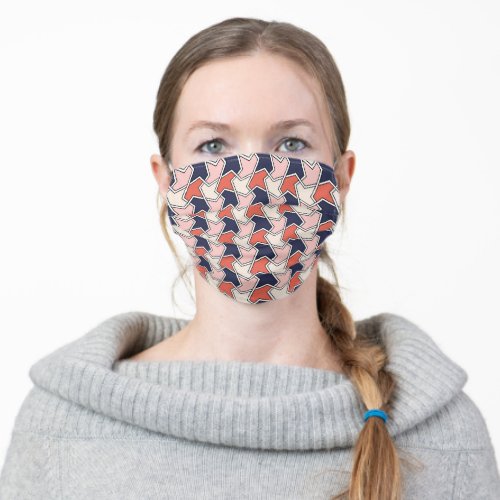 Oriental Red White Blue Geometric Arrows Pattern Adult Cloth Face Mask