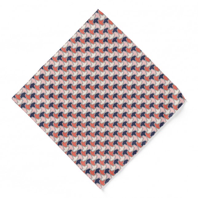 Oriental Red White Blue Geometric Arrows Pattern Bandana (Front)
