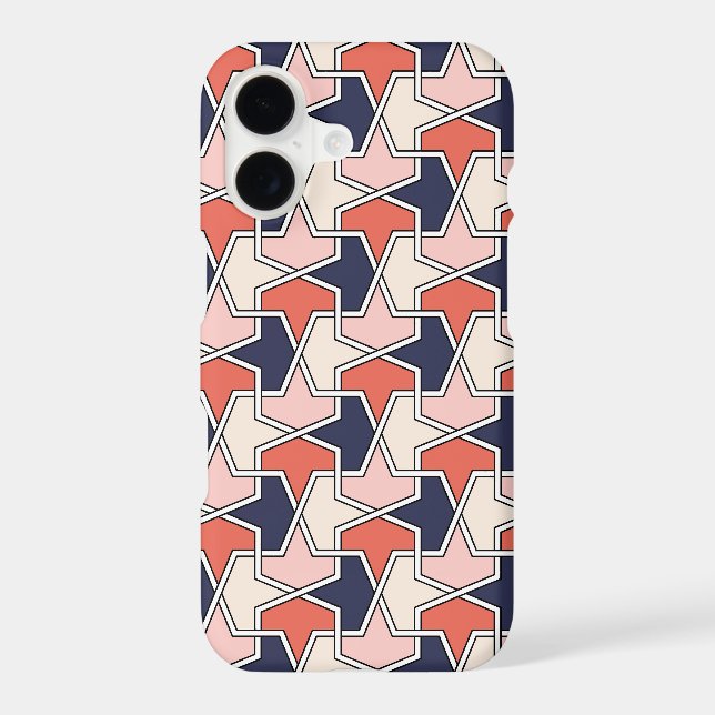 Oriental Red White Blue Geometric Arrows Pattern Iphone Case (Back)