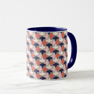 Oriental Red White Blue Geometric Arrows Pattern Mug