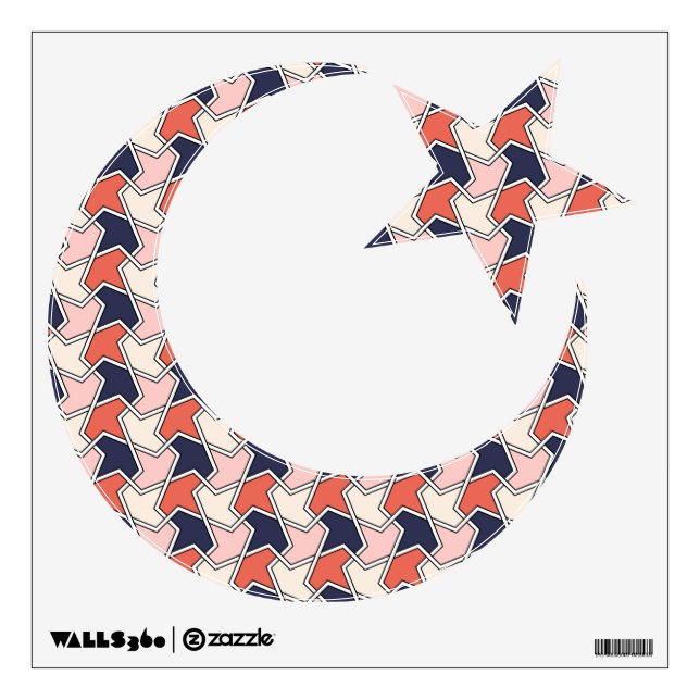 Oriental Red White Blue Geometric Arrows Pattern Wall Decal (Front)