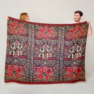 Oriental Red&White Geometric Tribal Pattern