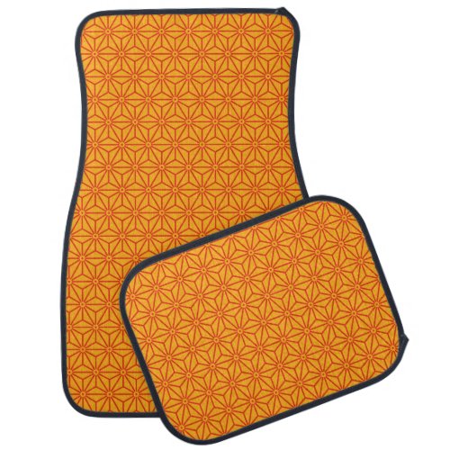 Oriental Red Yellow Asanoha Japan Pattern Car Floor Mat