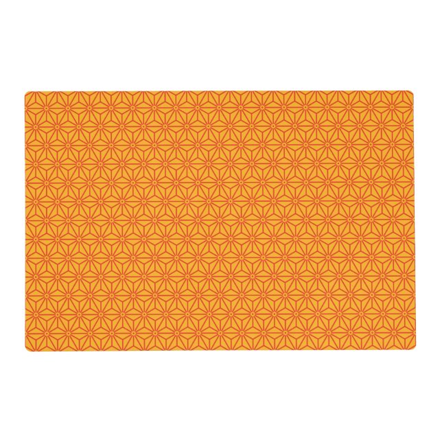Oriental Red Yellow Asanoha Japan Pattern Placemat (Front)