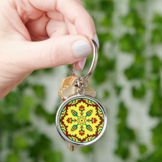 Oriental Red Yellow Green Ottoman Turkish Tulip Keychain